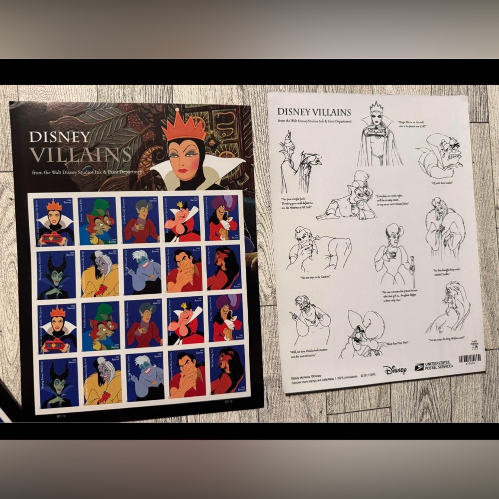100 Collectible Disney Villains Postage Sheets MNH - Picture 2 of 2